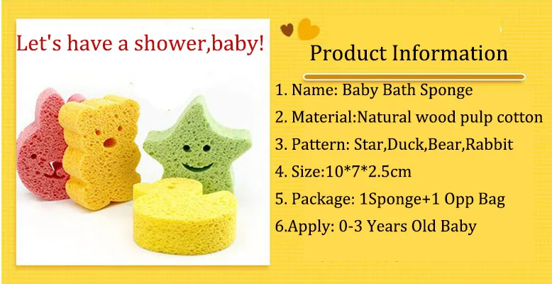 Beavorty Baby Bath Sponge Infant Bath Sponge with Bear Shaped Skid Pro –  BABACLICK