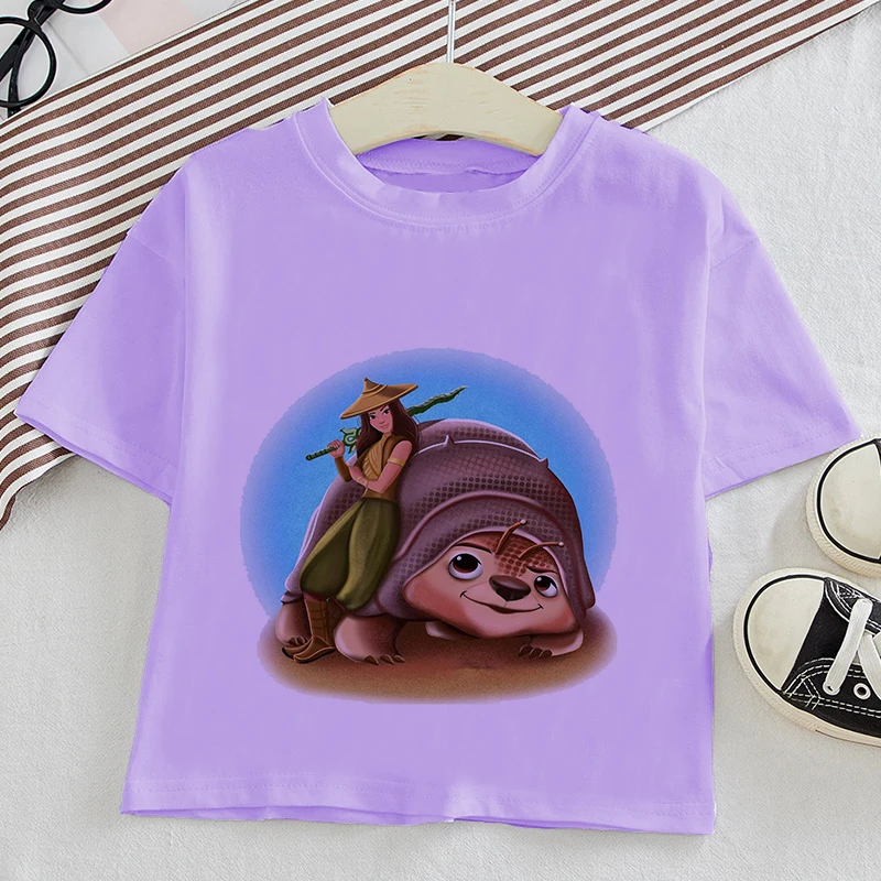 top T-Shirts Disney Cartoon Raya And The Last Dragon T Shirt Kids Cute Print Boys Girls T-shirt Summer Casual Comfortable Short O-Nack Tops vlone shirt T-Shirts