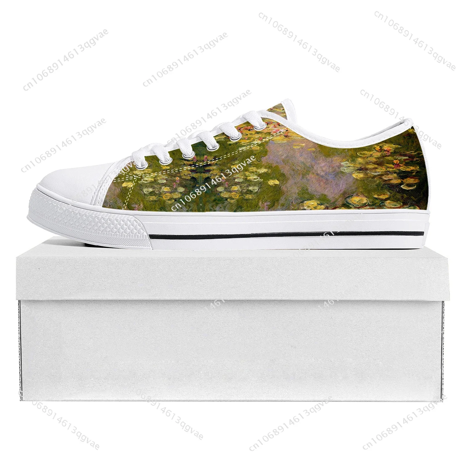 

Claude Monet Water Lilies Low Top Sneakers Womens Mens Teenager High Quality Sneaker Canvas Custom Made Shoes Customize Shoe
