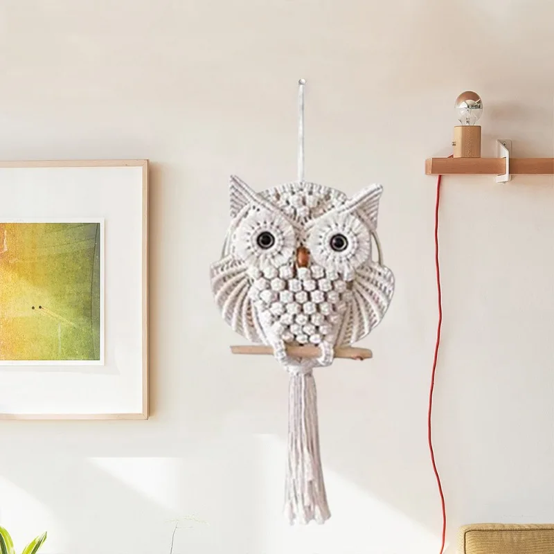 

Boho Style Handwoven Lace Owl Decoration Wall Decor Door Hanging Ornament For Office Wedding Party Decoration