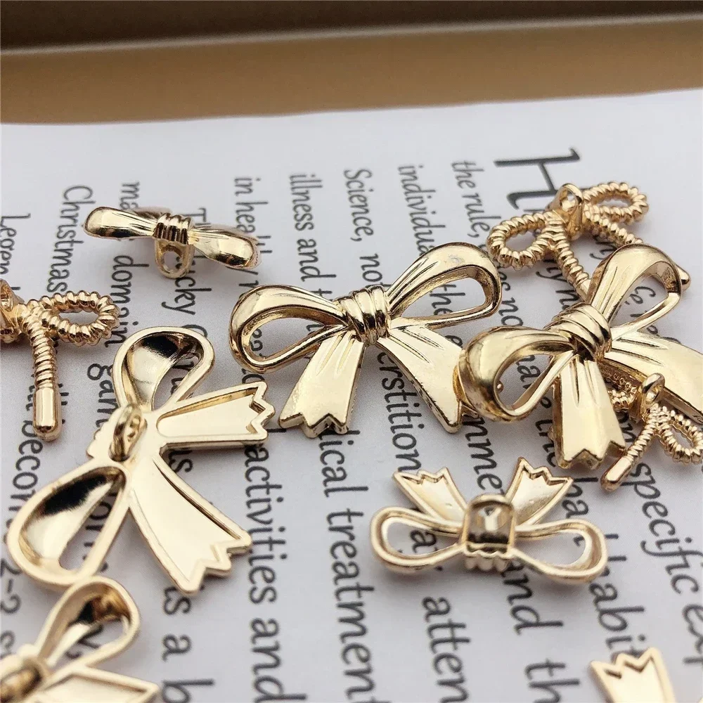 10pcs Golden Bow Shaped Metal Buttons,Sewing Accessories for Clothing Buttons, Suitable for Knitting Sweaters, Dresses, Shirts 4