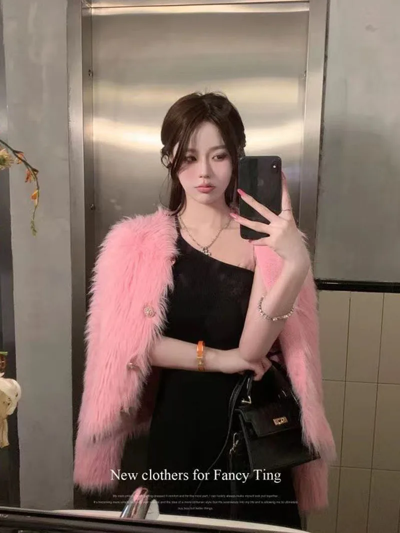 Cropped White Knitted Cardigan Women Korean Mink Cashmere Sweater Outerwear Black Long Sleeve Knitwear Winter Jumpers New