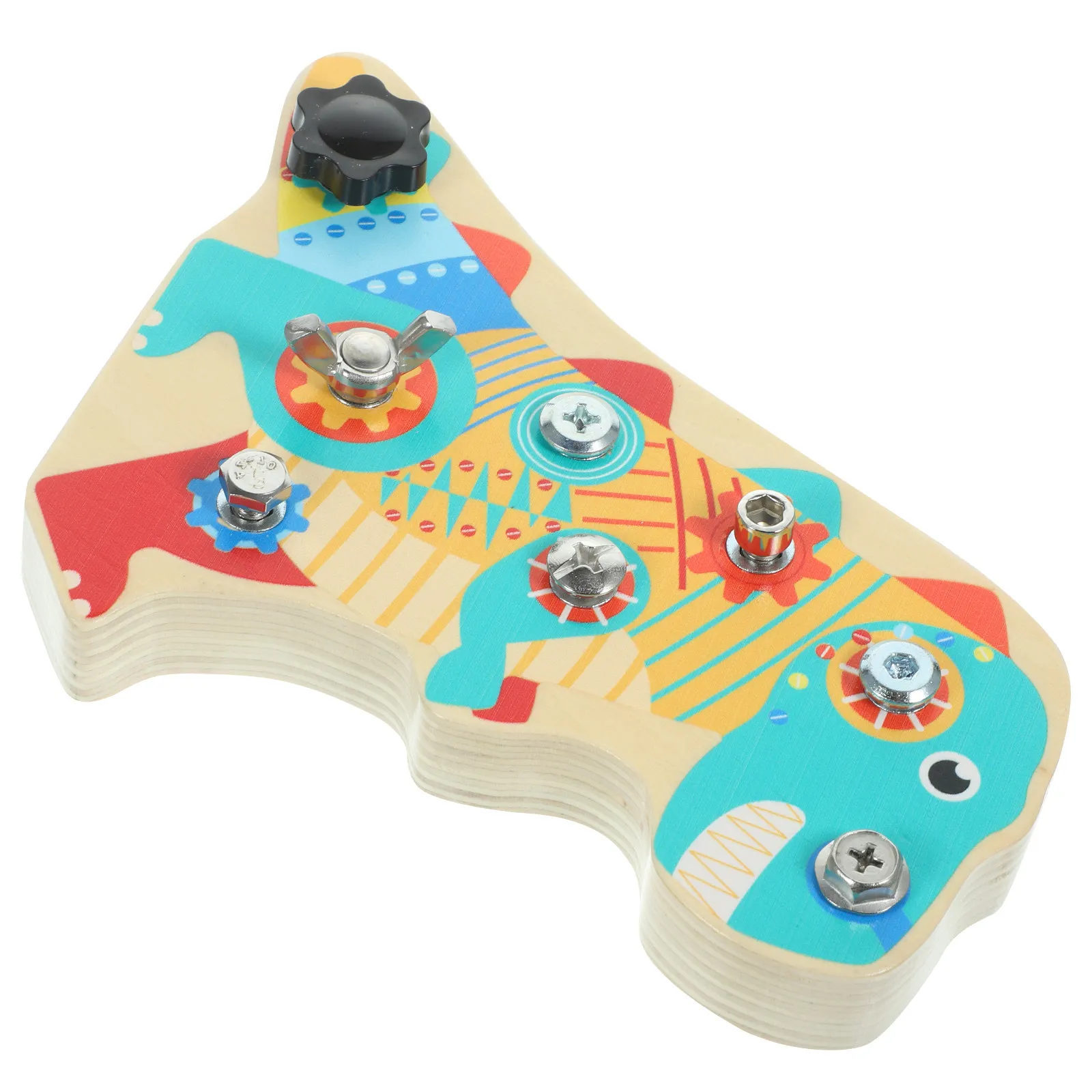 1세트 나무 공룡 스크류 드라이버 보드 어린이 조작 학습 도구 감각 몬테소리 활동 세트 어린이 조기 교육용