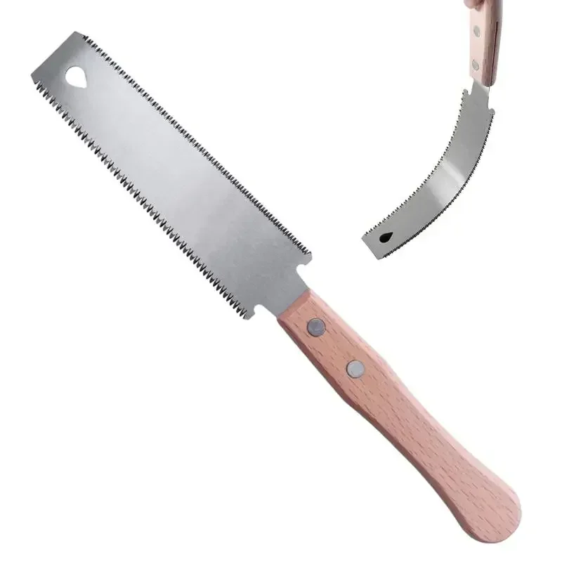 Japanese Hand Saw Double Edge Sided Pull Saw SK5 Flexible Blade 12/17 TPI Flush Cut Beech Handle Wood for Carpentry