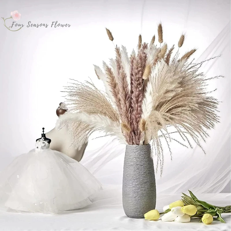 

87pcs Natural Dried Flower Bunny Tails Rabbit Wedding Decor Fluffy Pampas Grass Arrangement Room Centerpiece Table Decoration