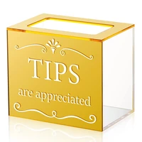 WISH Tip Jars For Money Acrylic Tip Cash Box Donation Tip Bucket Storage Container Suggestion Box Raffle Cash Box 1