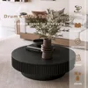 31" Round Black Coffee Table for Living Room, Mid Century Modern  with Sturdy Pedestal, Café Tables 4