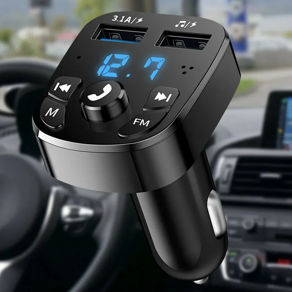

Cars Bluetooths 5.0s FM Transmitter Wireless Handsfree Audio Receiver Auto MP3 Player Dual USB Car Fast Charger Adapter