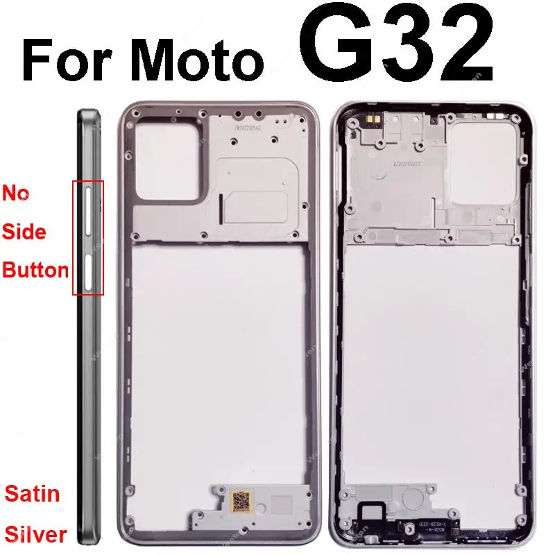 모토로라 MOTO G32 중간 하우징 프레임 커버, 사이드 버튼 없는 중간 프레임 베젤, 렌즈 프레임 없음, 교체 수리 부품