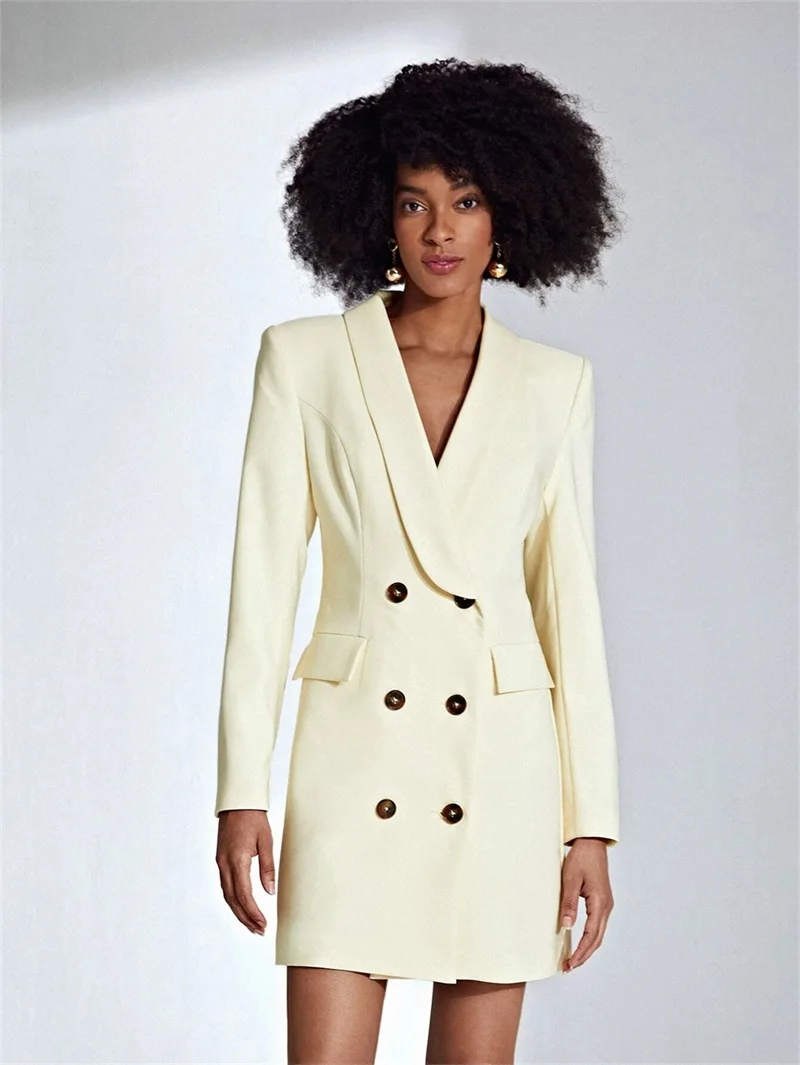 

Women Suit Elegant For Wedding Formal Double Breasted Mini Short Prom Dress Long Blazer Jacket Coat Party Outfit Custom Made