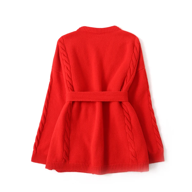 인기 판매, 100% 울 롱 가디건 스웨터, 여성용 단색, 루즈하고 두꺼운 부드러운 패션, 여성용 긴 소매, 가을 겨울 신상품