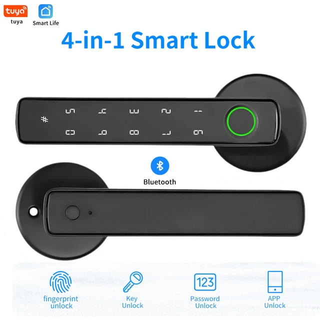 Tuya Door Lock Smart Life APP / Fingerprint / Key / Password Unlock Apartment Hotel Support Smart Home Electronic Door Lock
