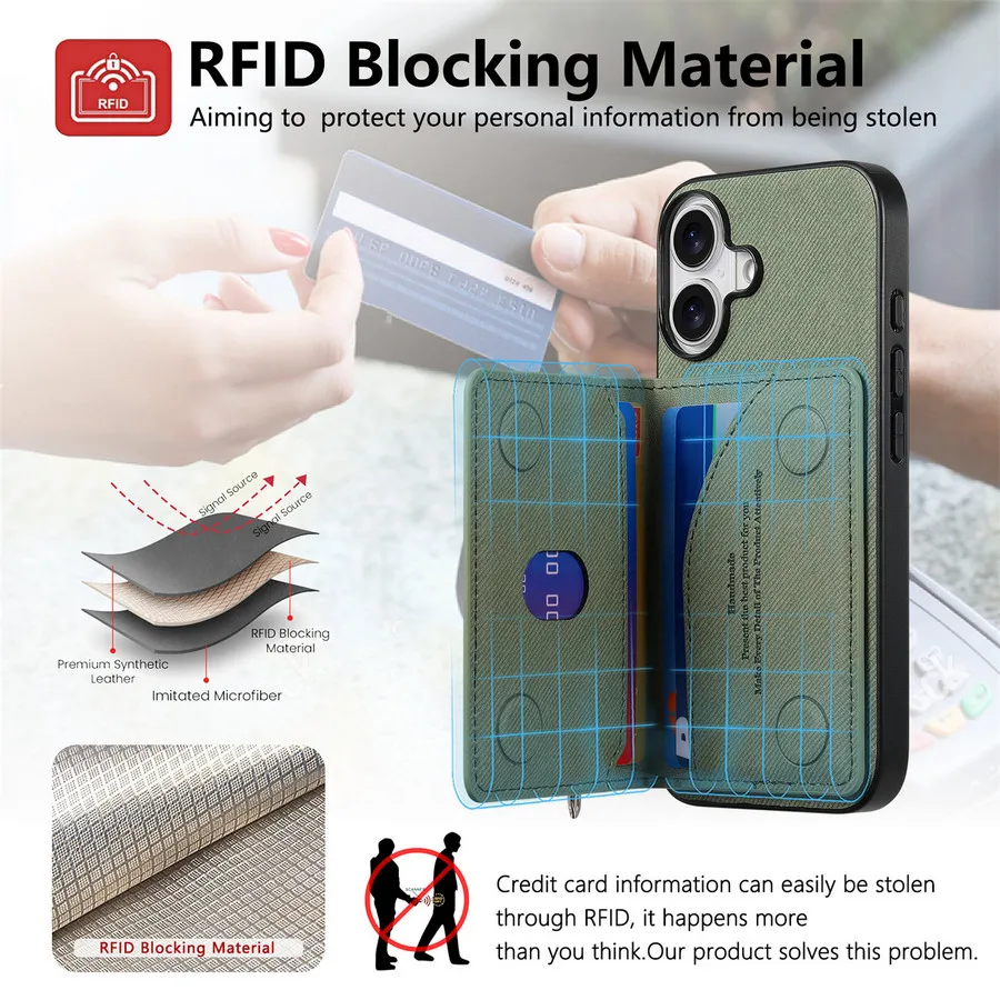 Luxury RFID Blocking Leather Wallet Case with Zipper