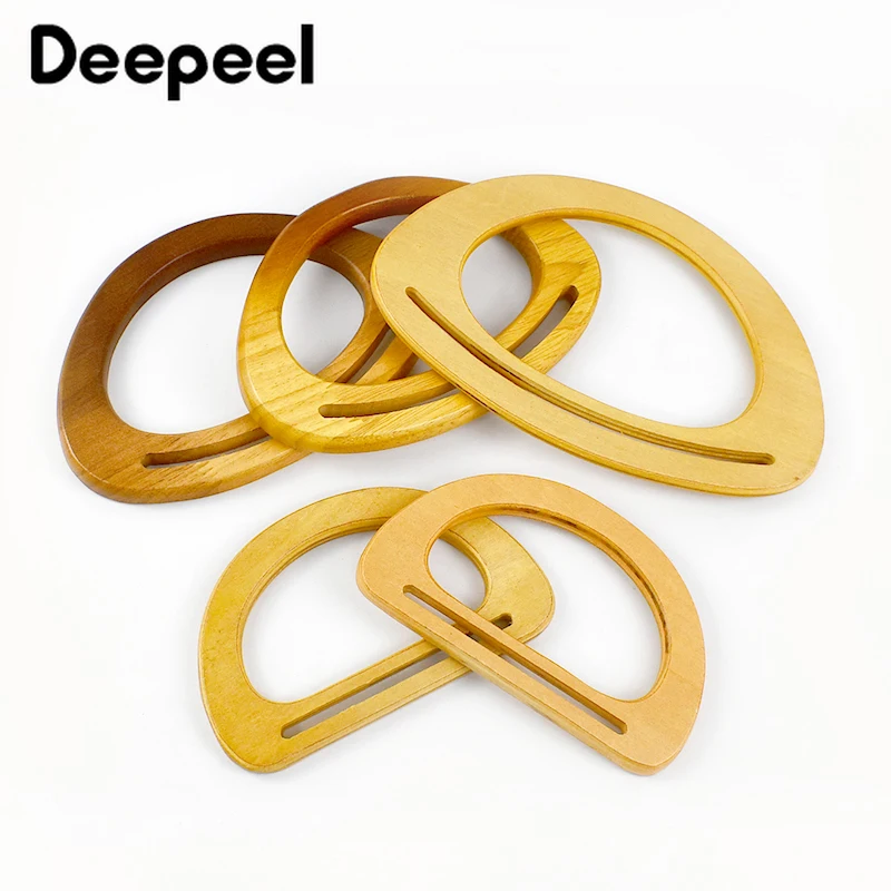 2Pcs Deepeel D-shape Wooden Bag Handle Brackets Purse Frame Wood Bags Closure Frames Handles for Making Handbag Sewing Accessory 1pc deepeel 25cm new wooden handle for handbag closure purse sewing brackets kiss clasp wood clip frame bags parts accessories