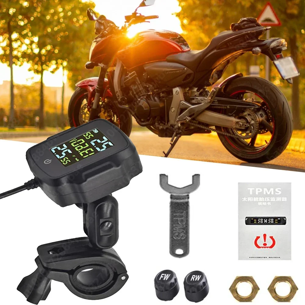 Motorbike TPMS with QC 3.0 Fast Charging USB Output Motorcycle Tire Pressure Alarm Monitor System Tyre Temperature Alarm System