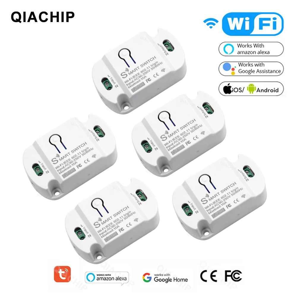 QIACHIP WiFi Mini Smart Home Wireless Remote Control 10A Doodle Smart Life APP220V Breaker Timer With Alexa Google Home wireless remote controller smart universal remote control smart ir remote control bluetooth voice remote control