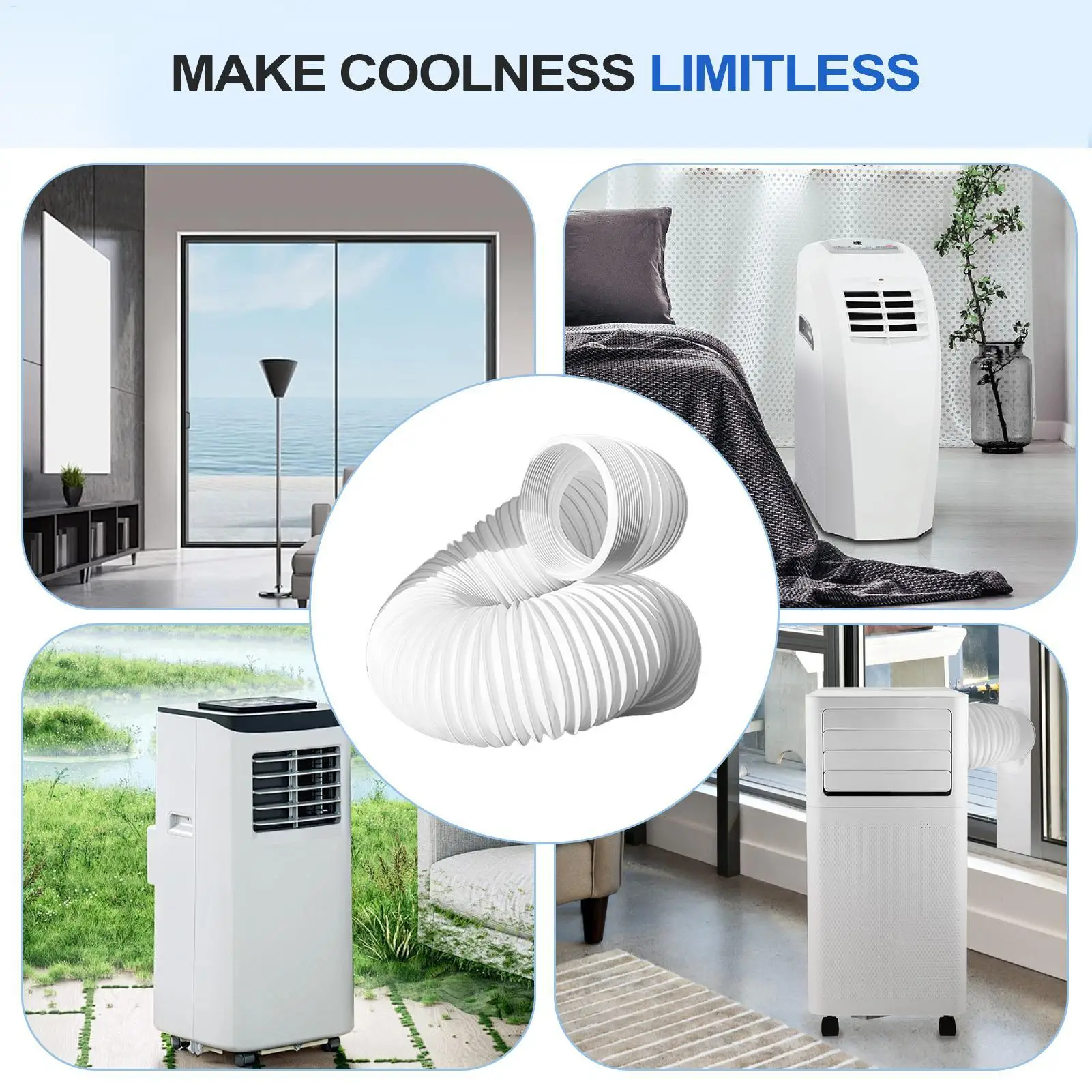 Portable AC Hose air conditioner Exhaust Vent Adjustable Length High Strength Tube Part For Tent RV Window Outdoor Camping