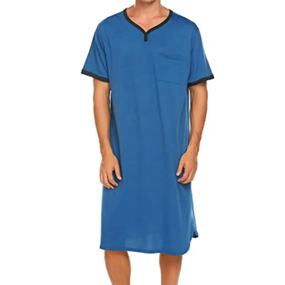 MensShortSleeveNightgownSleepwearNightshirtsRobesBathrobe