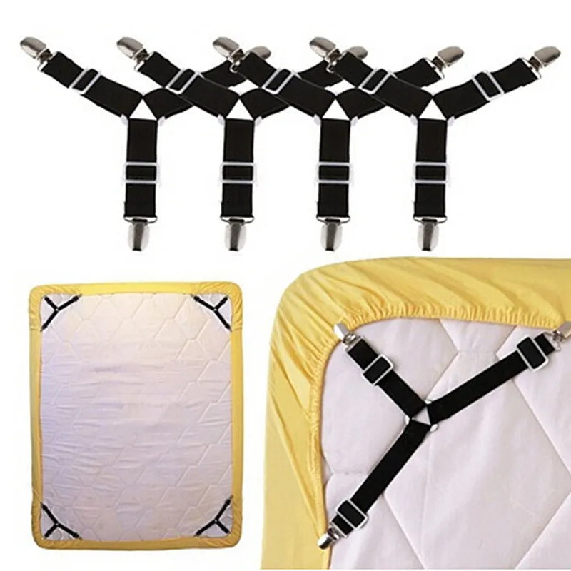 2X Bed Sheet Holder Adjustable Elastic Clips Fixed Holder Mattress Clip Fasteners Cover Blankets Grippers Fixing Non-Slip Strap 1
