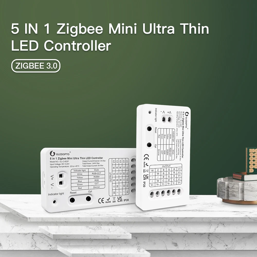 Gledopto Zigbee 3.0 Smart Home DC5-24V Pro 5 in 1 Mini LED Controller RGBCCT/RGBW/RGB/CCT/Dimmer Fit For TV Background Lighting bseed eu russia new zigbee touch wifi light dimmer smart switch white black gold grey colors work with smart life google alexa