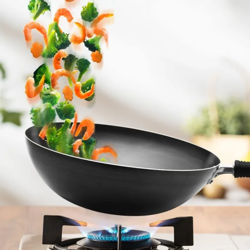 

Chinese Forge Wok Frying Pan Gas Stove Kitchen Non Stick Wok Utensils Cauldron Handmade Cast Iron Cookware Cooking Pot Cookware