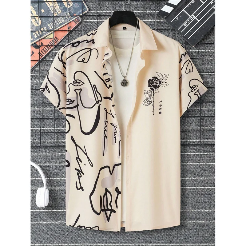 thumbnail image 1 of Camisa hawaiana con estampado de ovni y cohete para hombres y mujeres, blusa con estampado 3D de abstracción artística, camisas hawaianas holgadas de manga corta con solapa para niños, 1 of 5