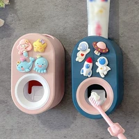 Automatic Toothpaste Dispenser Toothpaste Squeezer Dustproof Toothbrush Holder Wall Mount Home Bathroom Accessories Set 1