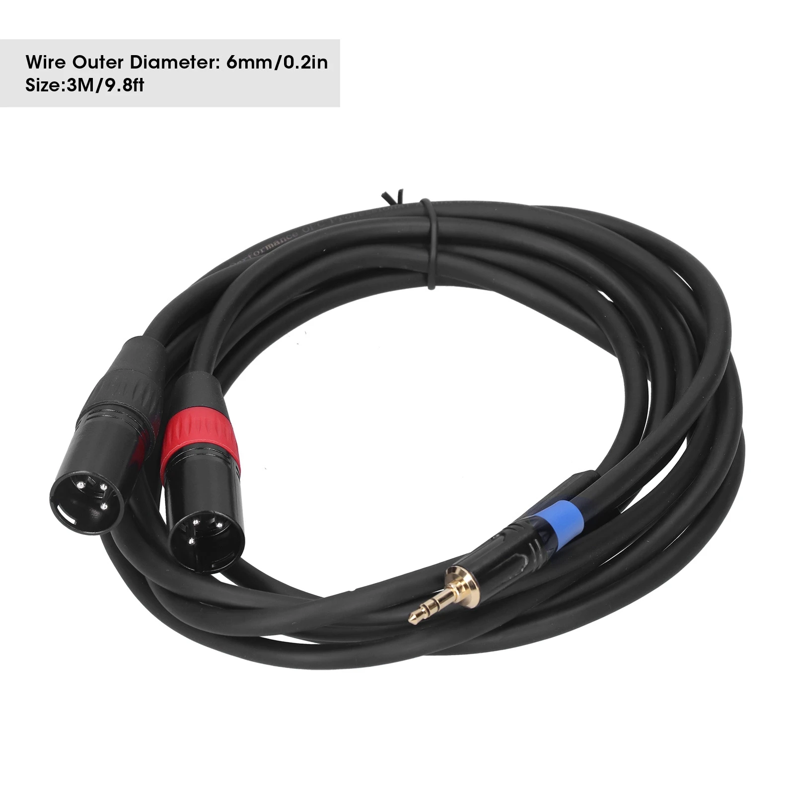 3.5mm Stereo Male to Dual 2 XLR Male Plug Connector Audio Converter Adapter Cable Cord Audio Adapter Cable Stereo Audio Cable