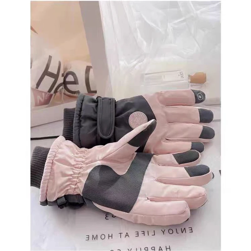 Winter Unisex Snowboard Ski Gloves PU Leather Non-slip Touch Screen Waterproof Motorcycle Cycling Fleece Warm Snow Gloves 2