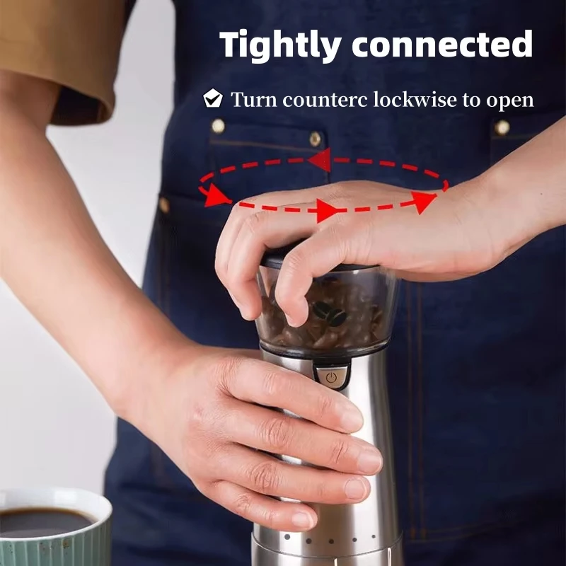 2024 New Electric Coffee Grinder USB Rechargeable Stainless Steel Manual Coffee Mill Machine Bean Grinders Kitchen Accessories