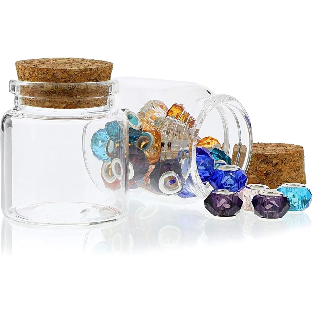 12/24pcs Small Glass Jars with Cork Lids, 50ml Mini Bottles for DIY Crafts, Party Favors, Sand 5