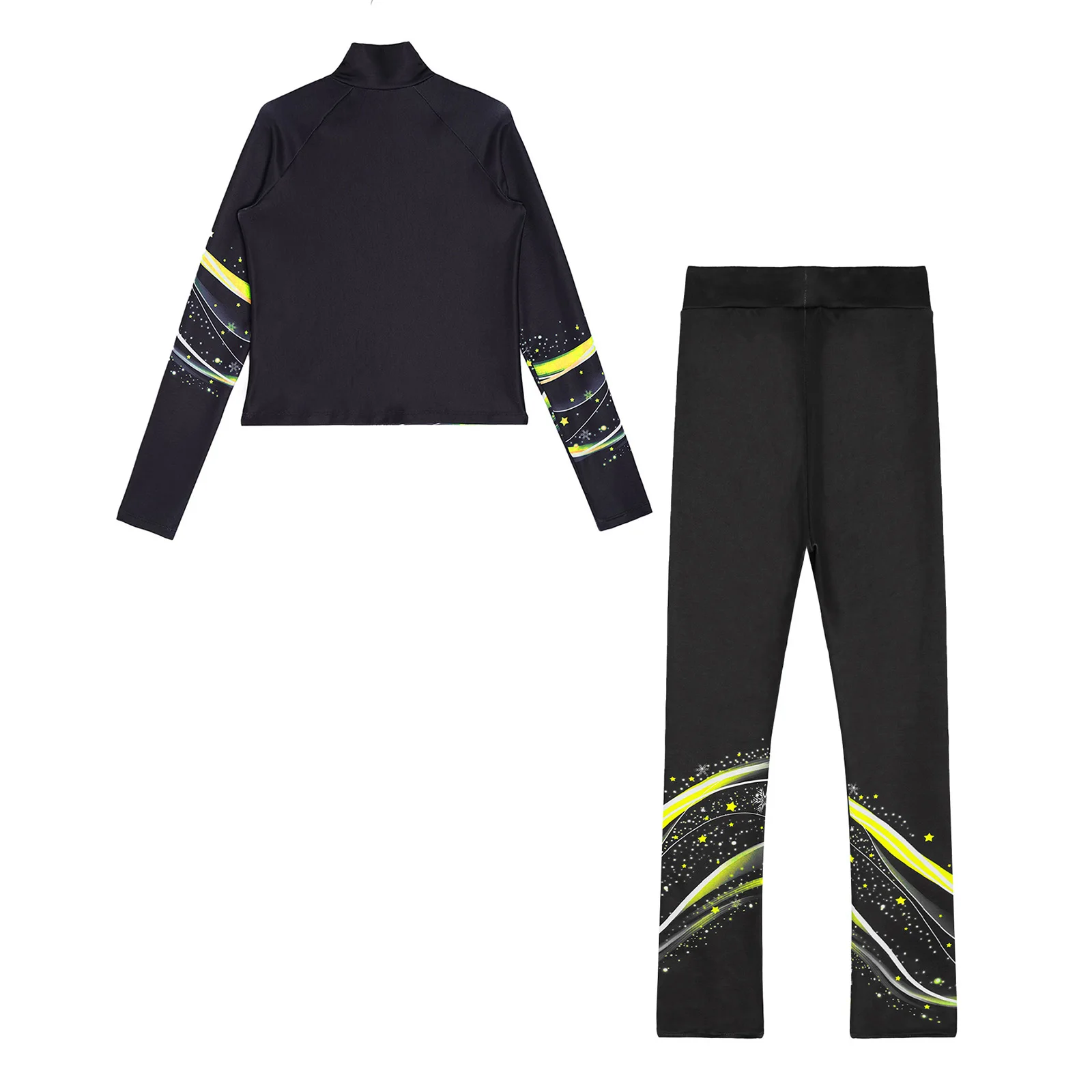 Kinder Mädchen Fleece Eiskunstlauf Sweatshirt Jacke mit Leggings Hosen Set für Gymnastik Tanz Praxis Yoga Workout Training – Detail 18