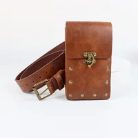 Ceinture en cuir pour cosplay médiéval, sac de taille en cuivre pour pièce de monnaie, robe Renaissance, ceinture à vapeur, jeu de rôle, ensemble de ceintures d'halloween, Cosplay, 4 pièces/1 pièces 5