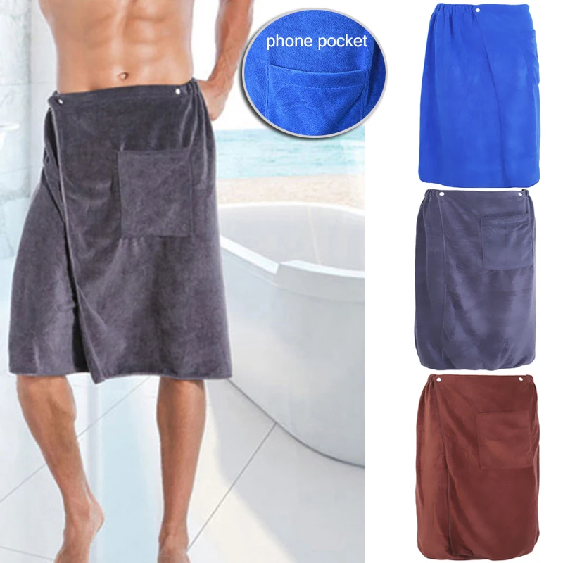 

Fashion Man Wearable Mircofiber Bath Towel With Pocket Soft Swimming Beach Bath Towel Bathroom Supplies