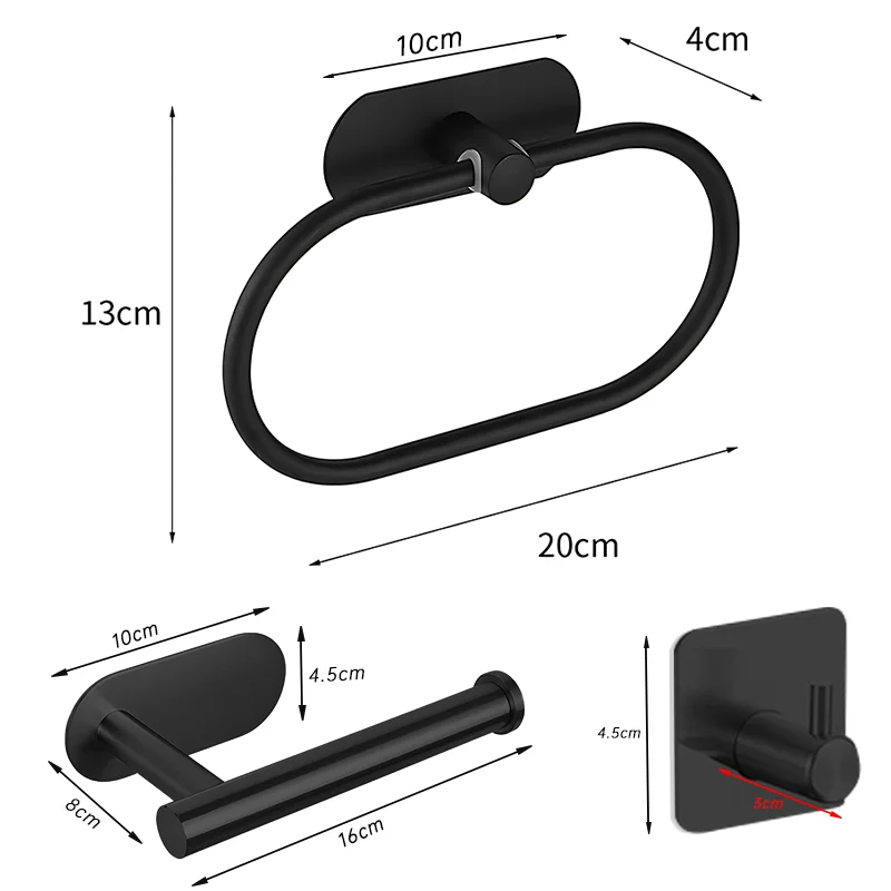 Stainless Steel Towel Holder Black Silver Toilet Roll Holder Waterproof Rust-proof Kitchen Bathroom Towels Rack Without Drilling Towel Rack