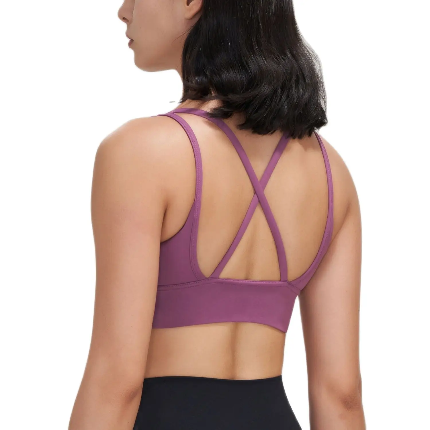 SOISOU Lycra Fitness Bra Yoga Top Women Sports Bra Gym Elastic Back Cross Breathable Bras For Women Chest Pad Removable Vest