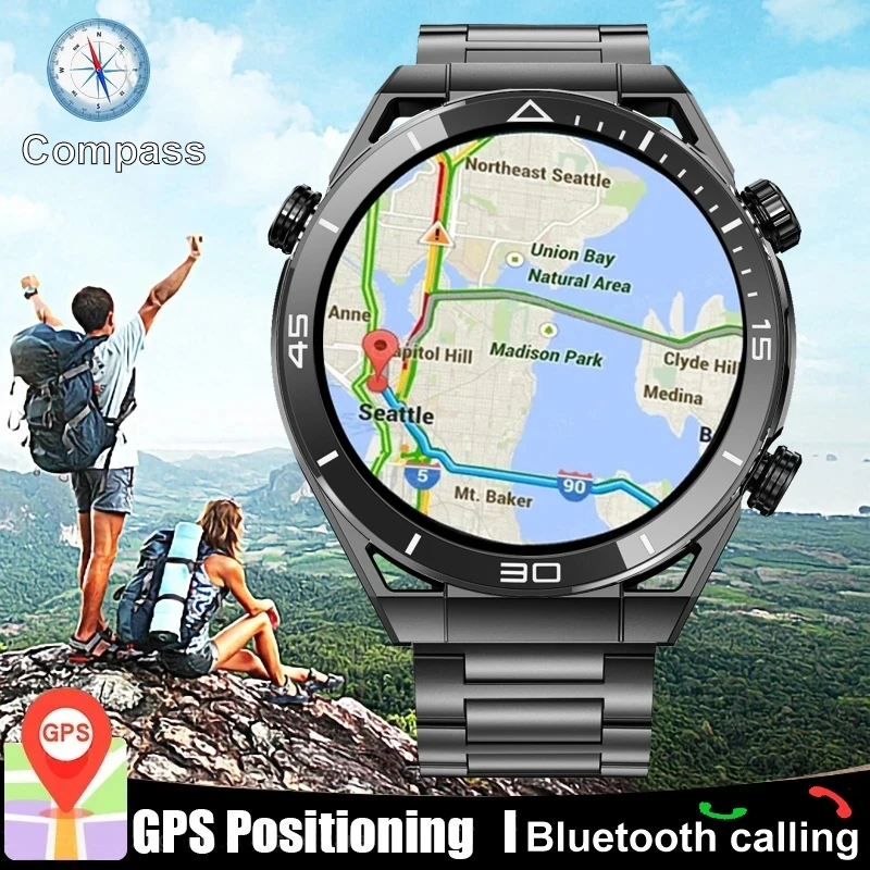 

2023 NFC AMOLED Smart Watch Men Custom Dial Answer Call Sport GPS Track Compass IP68 Waterproof Smartwatch For Huawei Ultimate