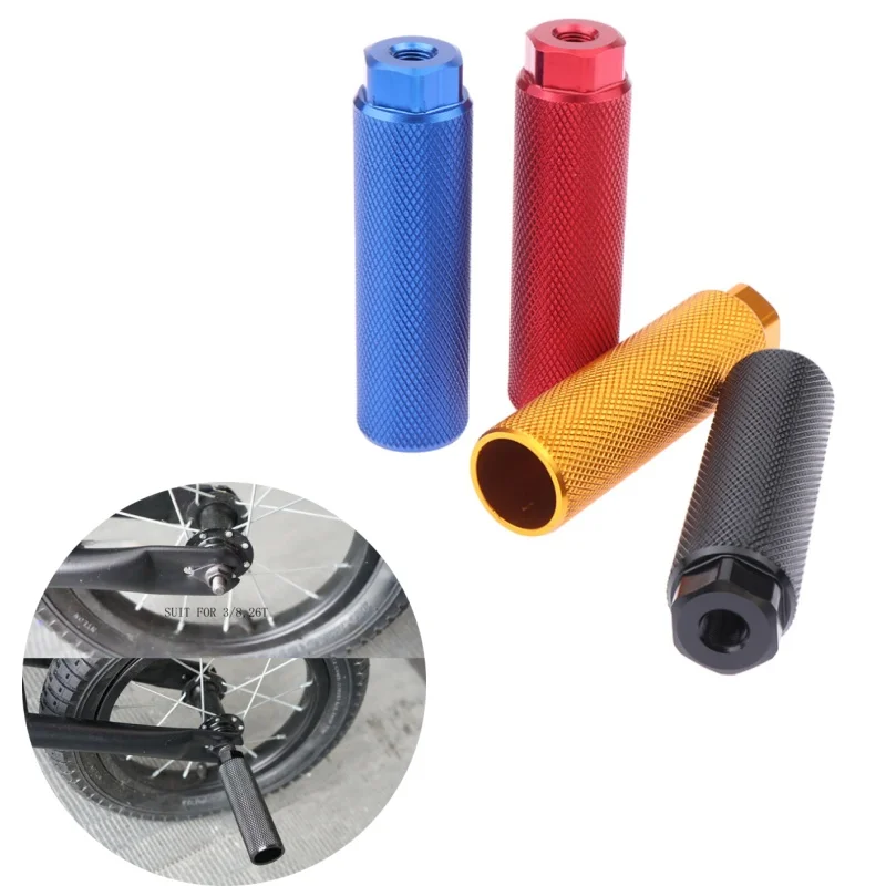 1pc Alloy Foot Stunt Peg For BMX Bike Fit 3/8 Inch Axle Footrest-Lever Cylinder Grip Non-Slip Axle Foot Pegs Bicycle Accessories