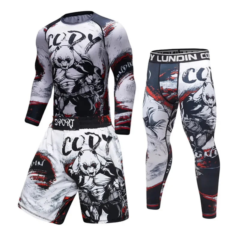 

Men Sport MMA Rashguard Jiu Jitsu Jerseys+Pants Fitness T Shirt UCF BJJ Boxing Set Gym Rash Guard Fightwear Sportsuit Boxeo