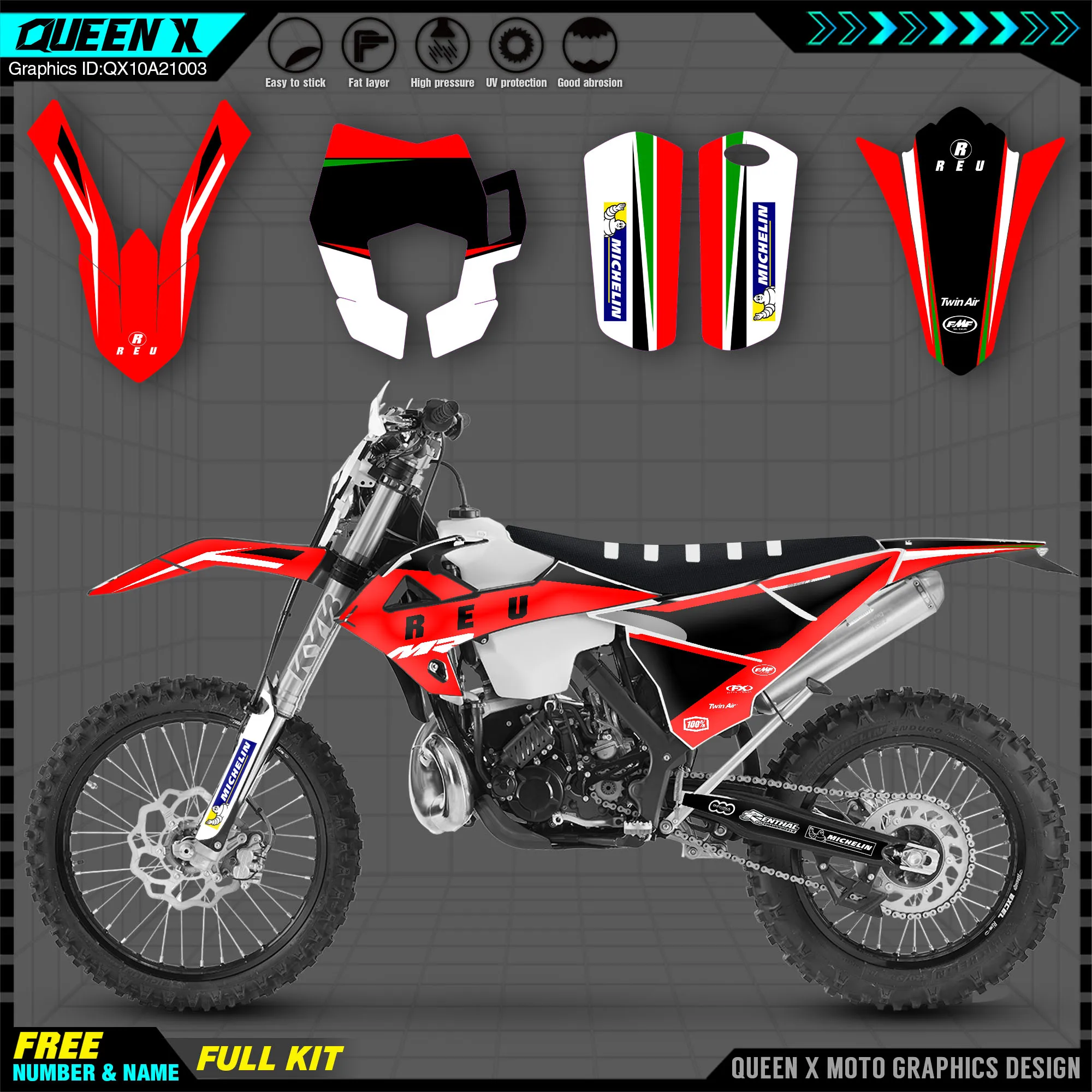 

QUEEN X MOTOR Custom Team Graphics Backgrounds Decals 3M Stickers Kit For RIEJU 2021 2022 MR300 MR PRO For Rieju Graphics