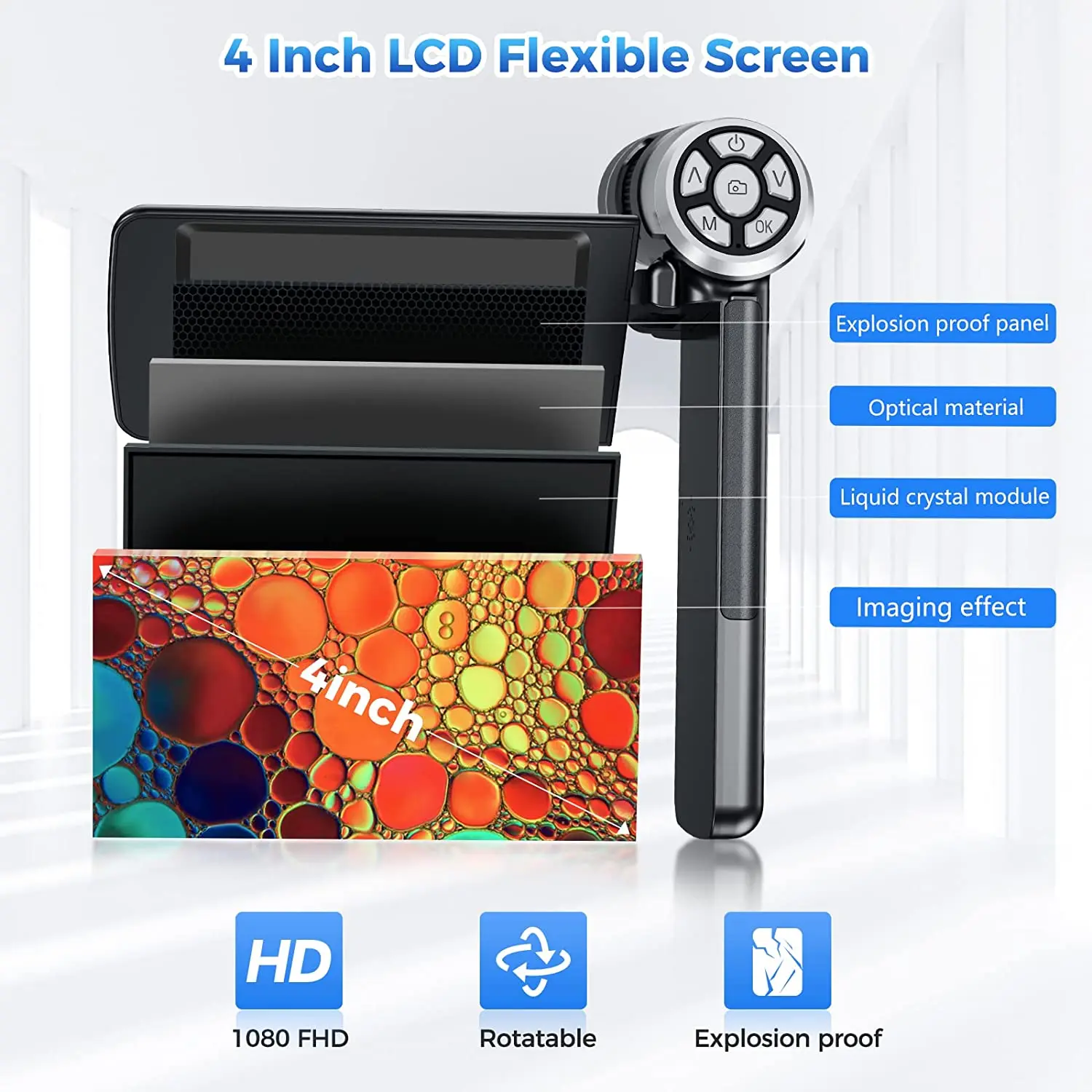 TOMLOV-޴  ̰, 4 ġ LCD ũ, / Կ, FHD1080P, ߿  , ޴ ̰
