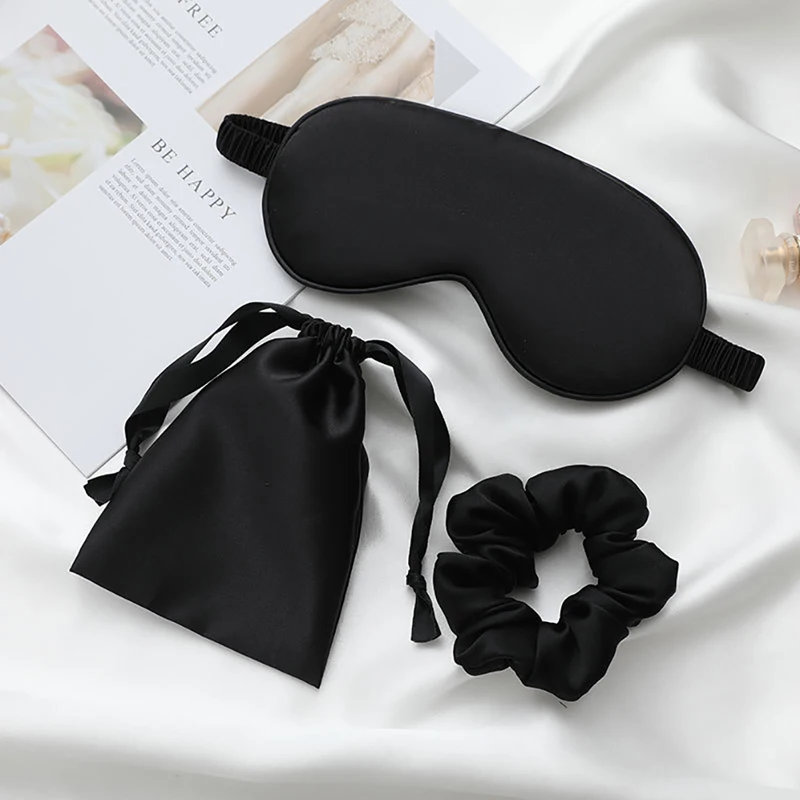 Luxurious Silk Sleep Mask Set with Headband and Travel Bag - Soft and Fashionable Nighttime Eye Cover