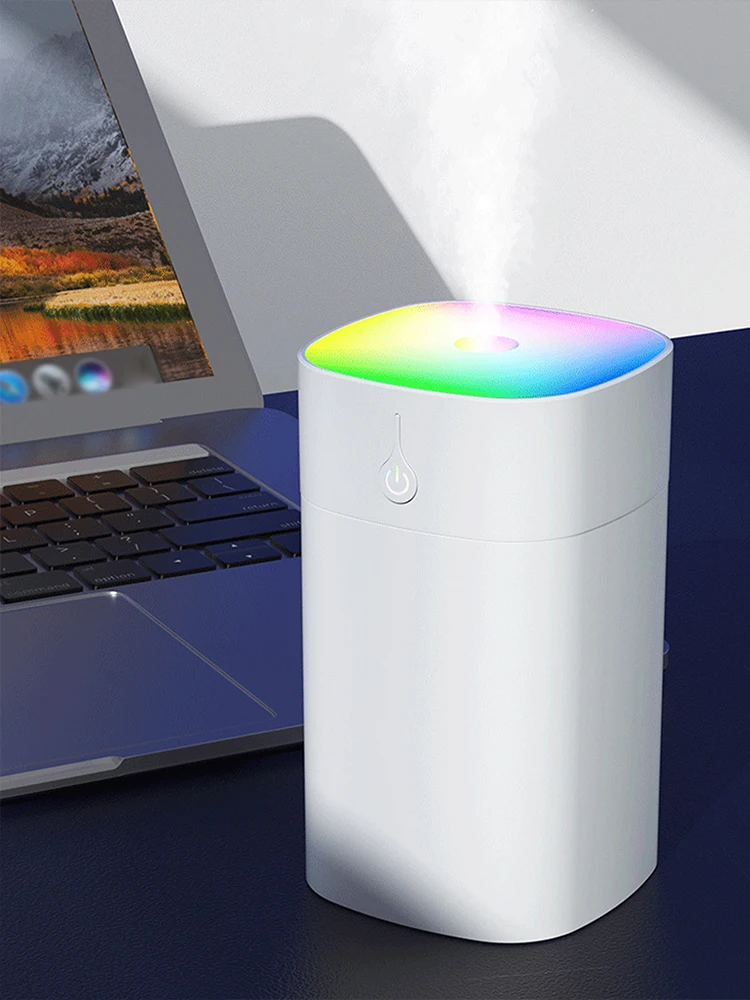 Small square color light cup humidifier, can change the spray form, small portable humidifier, suitable for desktop/car