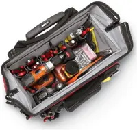 GP-43196N13 18" 600-Denier Red Water Resistant Contractor's Rolling Tool Tote Bag with Telescoping Handle 2
