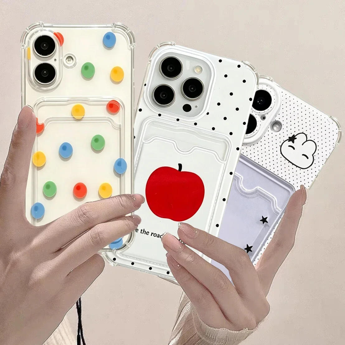 Korean Polka Dots Clear Wallet Phone Case