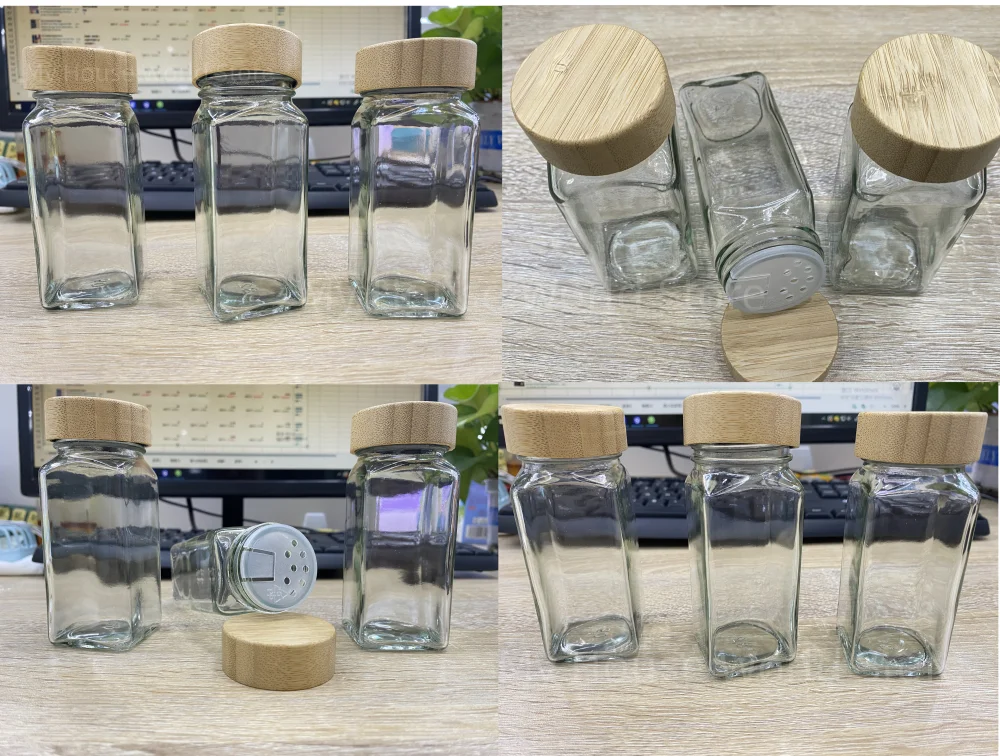 12/15pcs Glass Spice Jars with Bamboo Airtight Spice Organizer Containers  Seasoning 120ml Storage Bottles Kitchen Spice Jars Set