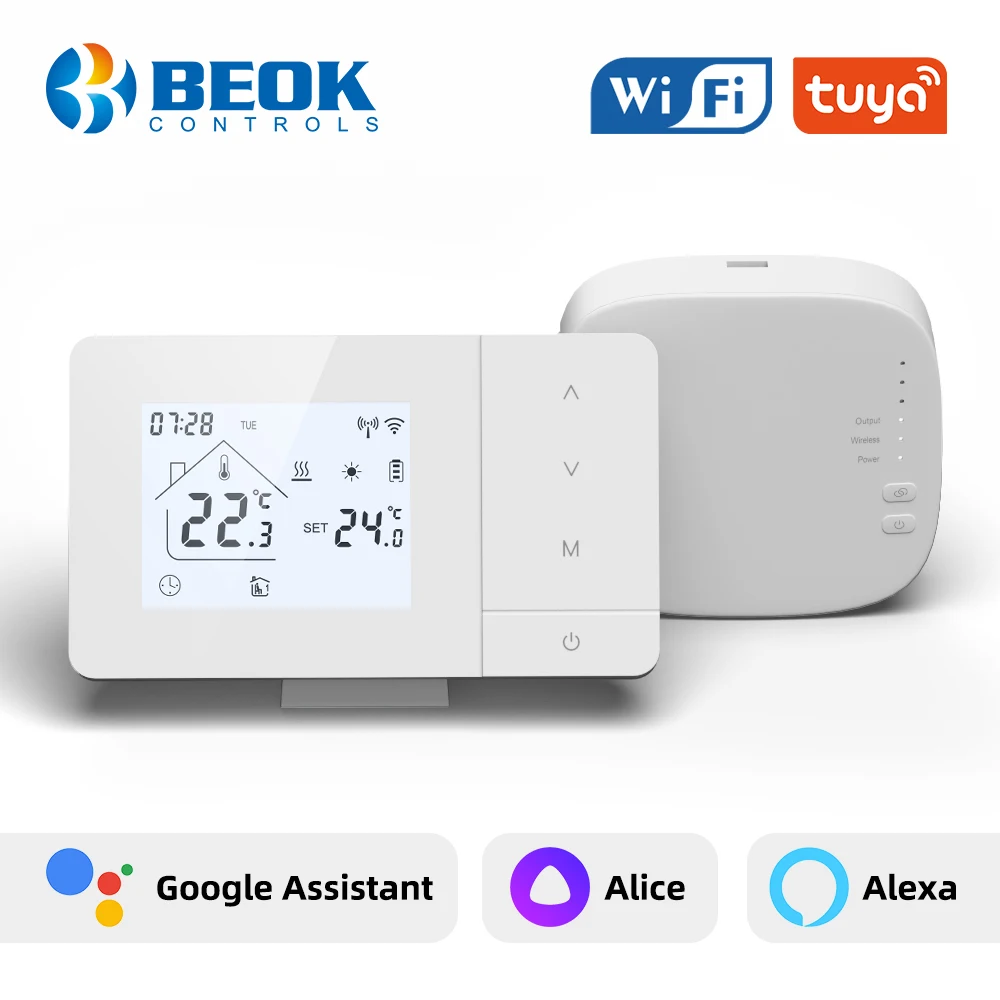 Beok Smart Wireless Thermostat สําหรับหม้อต้มแก๊สน้ําชั้นเครื่องทําความร้อน Tuya Wifi Cooling Thermoregulator พร้อม Alexa 1