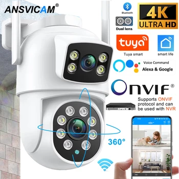 ANSVICAM Tuya Wifi IP Camera 8K with Alexa Google Onvif NVR Dual Lens Camera PTZ Outdoor 4K Dual Screen Auto Tracking Night mod 1
