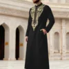 Muslim Men Embroidery Long Jubba Thobe Arabian Islamic Elegant Prayer Outfits Ramadan Kaftan Djellaba Homme Moroccan Kaftan