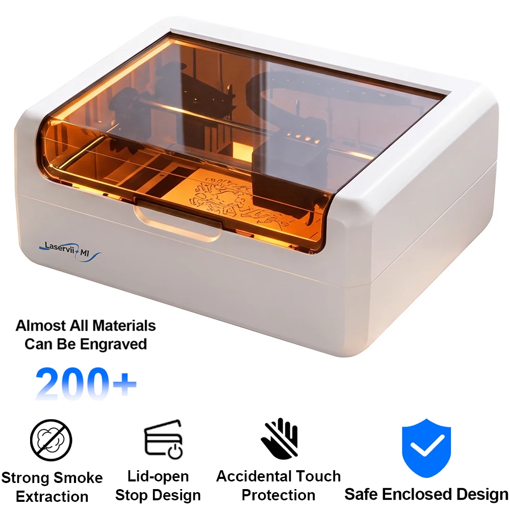 Grabador Láser Infrarrojo M1s IR-2W, Grabador Láser de Metal Azul M1s-12W/24W, Control Wifi, Alta Precisión, para Acrílico y Madera
